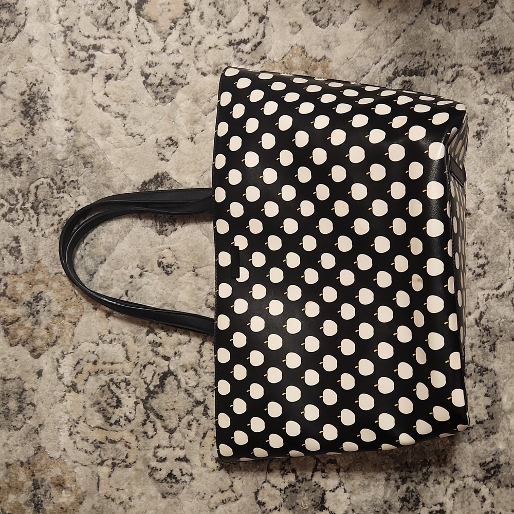 Kate Spade Black and White Apple Print Tote Bag